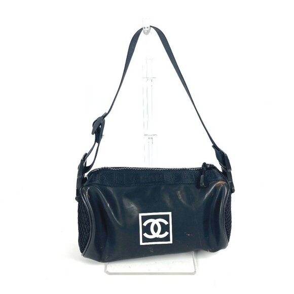CHANEL Sports CC CC Mark logo bag Shoulder Bag rubber Black/White - Picture 2 of 15